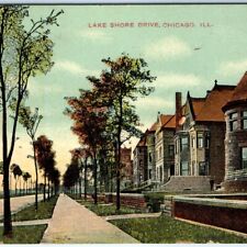 c1910s Chicago, IL Lake Shore Drive Litho Photo Residential Houses Postcard A60 picture