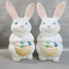 Vintage Empire Easter Bunny Rabbit Blow Mold Pair Lighted Yard Decor 22 3/4