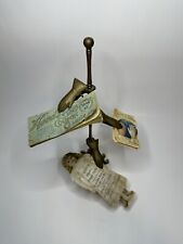 Vintage Brass Victorian Glove Stand 12in 3 Hand Clip Towel Letter Note Holder picture