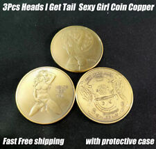 3Pcs Heads I Get Tail/wetter is better Sexy Girl Flipping Coins Copper With Case picture