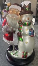 Thomas Pacconi Classics Christmas Hand Blown Glass Santa Snowman Table Decor 14” picture