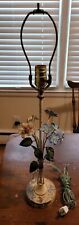 Vintage Italian Boho Chic Floral Metal Tole Table Lamp Works Needs TLC picture