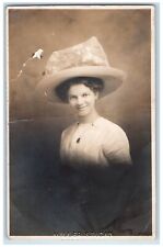 c1905 Woman Big Hat Miller Studio Portrait RPPC Photo Unposted Antique Postcard picture