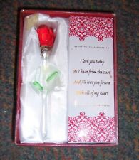 NEW IN BOX GREENBRIER INTERNAT'L Glass Red Rose Gift Set picture
