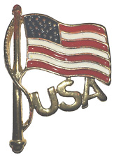 Goldtone USA Flag Craft Blank Charm Embellishment Pendant Patriotic No pin picture
