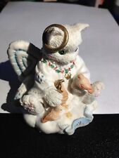 Calico Kittens Joy to the World Cat Figurine Christmas Angel Birds 1994 picture
