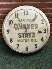 1950's Vintage Ask For Quaker State Motor Oil Illuminated Wall Clock picture