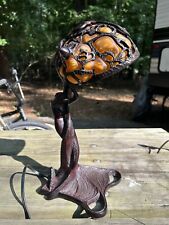 Exquisite Cast Bronze and Art Glass Mermaid Lamp 16