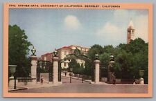 Berkeley CA, Sather Gate, University of California UC Berkeley, Vintage Postcard picture