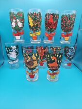 Vintage 12 days of Christmas Drinking Glasses, Set Of 11, Missing Day 7 picture