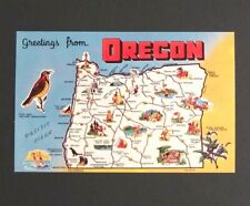 Oregon State Map Large Letter Greetings Dexter Press c1960s Vtg UNP Postcard (b) picture