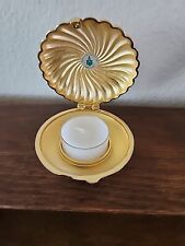 Vtg Partylite Gold Shell Tealight Candle Holder Clamshell Travel Compact Retired picture