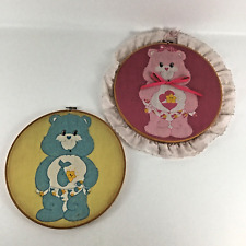 Care Bears Handmade Craft Wall Hanging Baby Hugs Tugs Pair Vintage 1980's picture