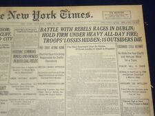 1922 JUNE 29 NEW YORK TIMES - BATTLE WITH REBELS RAGES IN DUBLIN - NT 8404 picture