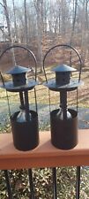 Pair Of Metal Oil Lanterns With Bottle Carriage Style Outdoors W/ Wicks Works picture