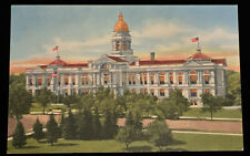 Vintage State Capitol Building Cheyenne WY Linen Postcard c1940 Unposted picture