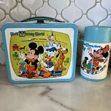 Vintage Aladdin WALT DISNEY WORLD Mickey Mouse Metal Lunch Box with Thermos picture