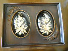 Vintage Hawaiian Flora Double Orchid & Fern 24K Gold Living Flowers Under Domes picture