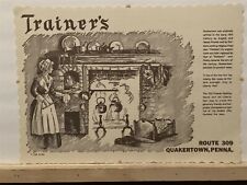 1950's Trainer's Restaurant Placemat Quakertown Pennsylvania PA Version 1 Vtg picture