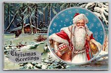 Christmas Greetings Santa Claus Playing Drum 1909 Postcard picture