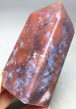 178g NATURAL  pink moss agate tower  QUARTZ CRYSTAL point  stone HEALING picture