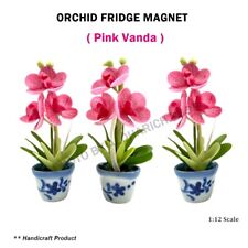 3X Orchid Fridge Magnet Pink Vanda Flowers Refrigerator Handicraft Scale 1:12 picture