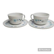 Vtg 1950's Atomic Franciscan Del Mar China 2 Cups & 2 Saucers 4 Pieces  picture