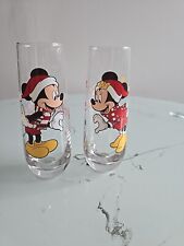 Disney Set of 2 Christmas Stemless Flute 9 Oz. Glasses Mickey Minnie Mouse  picture