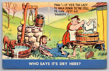 Vintage Postcard Funny Humor Cartoon Hillbilly Heavy Set Woman Washing Clothes picture