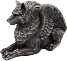 Ebros Gift Stoic Guardian Winged Wolf Gargoyle Gothic Candle Holder Figurine in picture