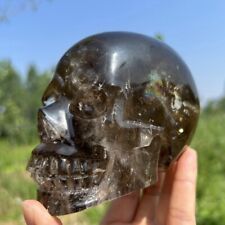 1.19kg Natural Smoky Citrine Carved Skull Quartz Crystal Skull Reiki Decor WK85 picture