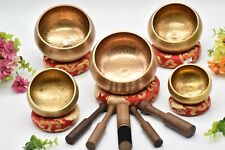 set of 5 Hand hammered Antique Singing bowl for sound healing meditation picture