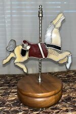 Vtg Reuge Music Carousel Rotating Stain Glass Horse. The Carousel Waltz. Works. picture