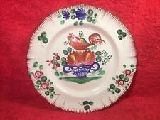 Antique Plate French Faience Hand Painted Rooster on Flower Basket c1800 picture