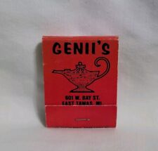 Vintage Genii's Restaurant Matchbook East Tawas Michigan Advertising Full picture