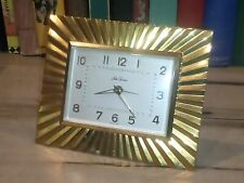 VTG Seth Thomas MID CENTURY Brass alarm Desk Table Clock Made In Germany picture