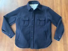 Vintage US Navy Wool CPO Anchor Button Shirt Size Medium Blue picture