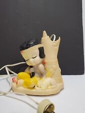 Vtg 1950s L'il Resting American Boy & Dog - Rubber Lamp - Needs Rewiring picture