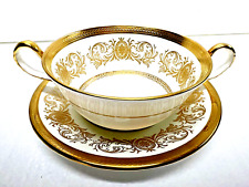 Aynsley John Imperial Gold 194 Soup cup  & Saucer gold White Fine Bone China picture