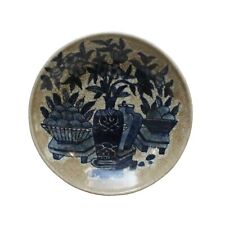 Chinese Beige Crackle Porcelain Fruits Vases Graphic Charger Plate ws774 picture