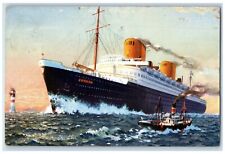 1937 Norddeutscher Lloyd Bremen Vierschraiben Euorpa Steamship Steamer Postcard picture