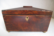 Antique English Mahogany Veneer Double Tea Caddy Box with Domed Lid picture