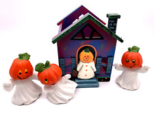 BOOkinS  Halloween House Candle Box 3 pc Ghost Jack O' Lanterns Elaine Thompson picture