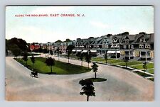 East Orange NJ-New Jersey, Residential Area Along the Boulevard Vintage Postcard picture