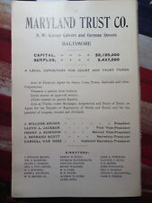 1901 Print Ad MARYLAND TRUST COMPANY Calvert & German St Baltimore Deposit Trust picture