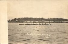 REGATTA original real photo postcard rppc KENORA ONTARIO CANADA 1910 rowing boat picture