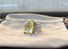 David Yurman Sterling Silver Lemon Quartz Wheaton & Diamonds Cable Ring Sz 6 picture