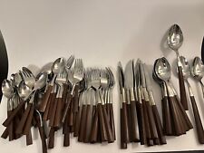 59 Piece Mcm Vintage Woodwind Stainless Utensils Large Spoons Utensils Forks picture
