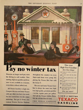 Texaco Gasoline New Better Service Art Deco No Winter Tax Vintage Print Ad 1929 picture