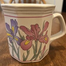 Vintage 1980’s Pastel Iris Flower Octagonal Mug picture